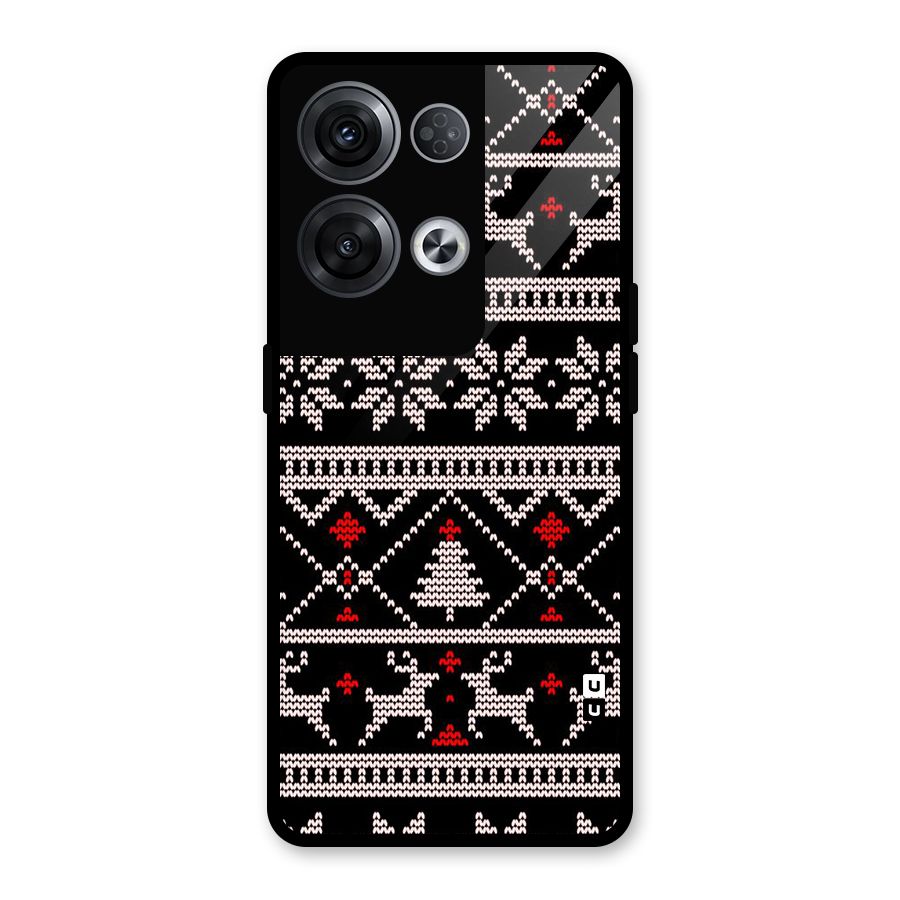 Christmas Seamless Aztec Pattern Glass Back Case for Oppo Reno8 Pro 5G