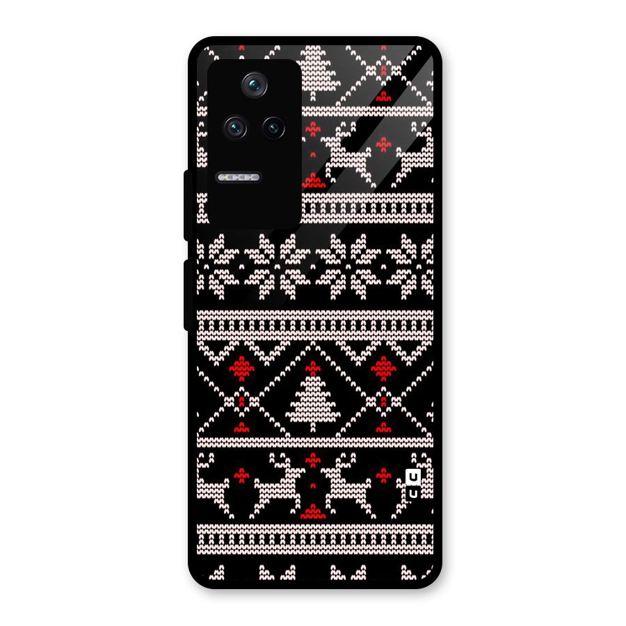 Christmas Seamless Aztec Pattern Glass Back Case for Poco F4 5G