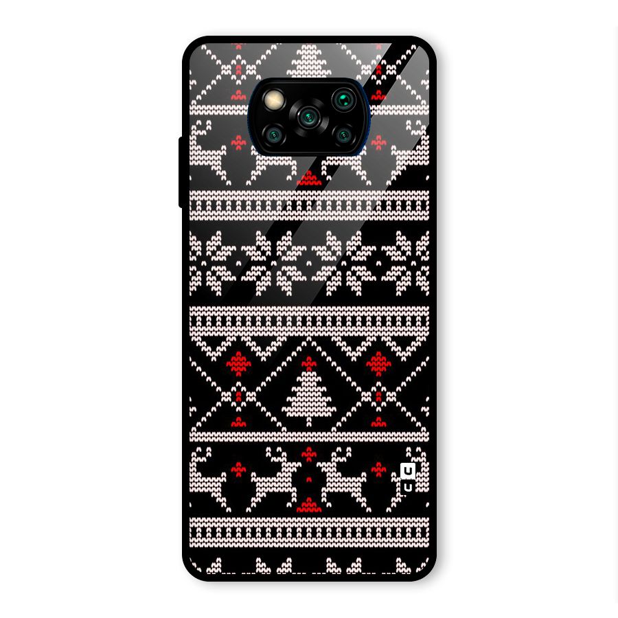 Christmas Seamless Aztec Pattern Glass Back Case for Poco X3 Pro