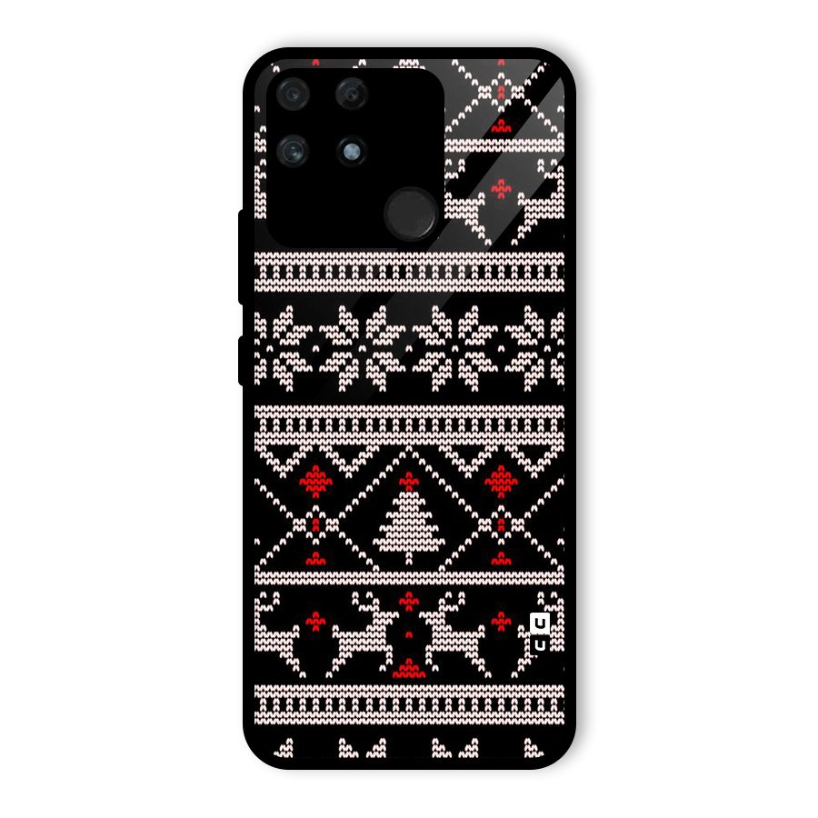 Christmas Seamless Aztec Pattern Glass Back Case for Realme Narzo 50A
