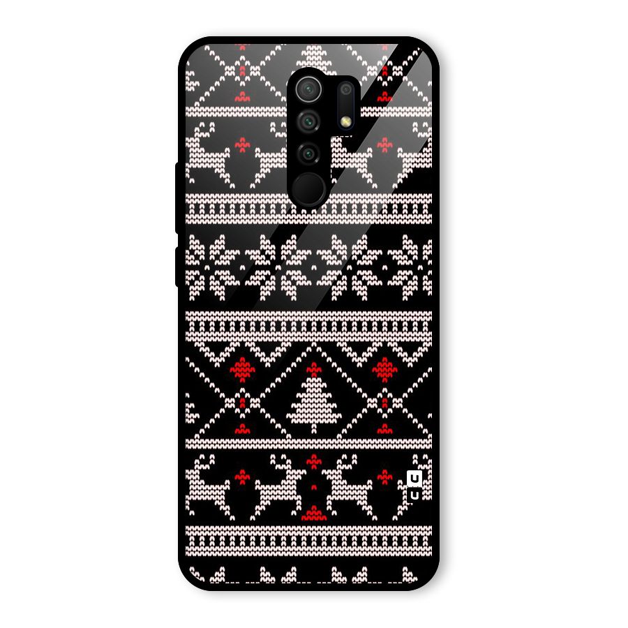 Christmas Seamless Aztec Pattern Glass Back Case for Redmi 9 Prime