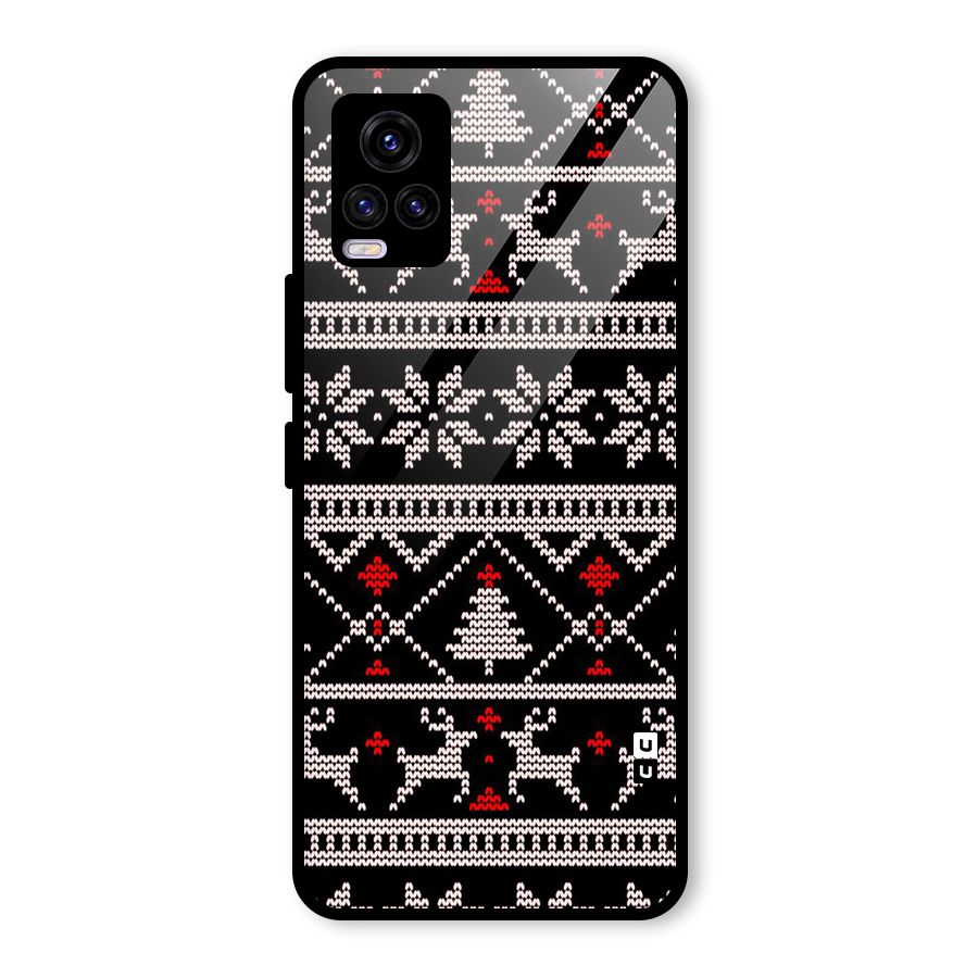 Christmas Seamless Aztec Pattern Glass Back Case for Vivo V20