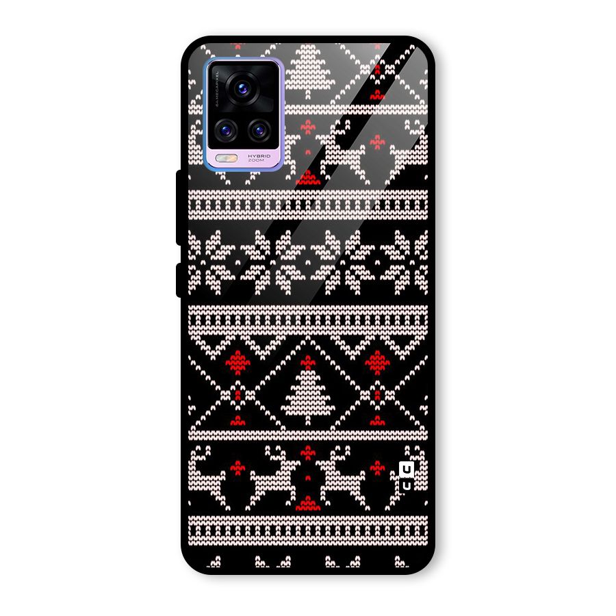 Christmas Seamless Aztec Pattern Glass Back Case for Vivo V20 Pro
