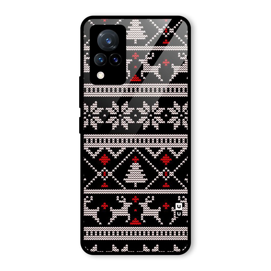 Christmas Seamless Aztec Pattern Glass Back Case for Vivo V21 5G