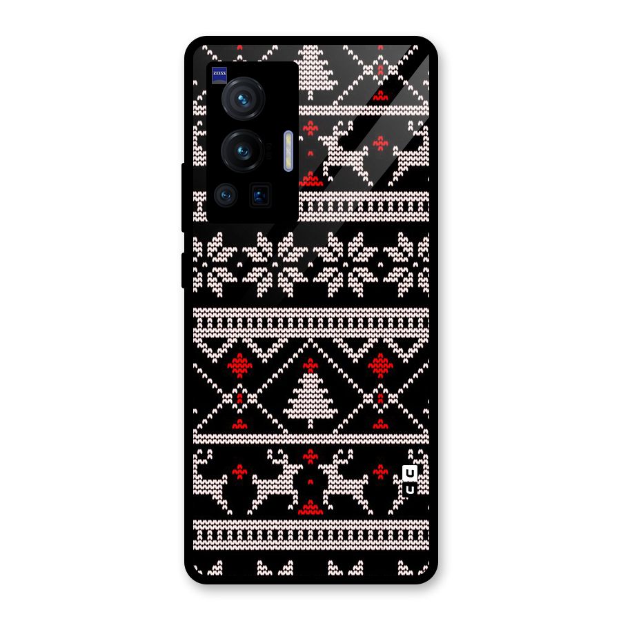 Christmas Seamless Aztec Pattern Glass Back Case for Vivo X70 Pro