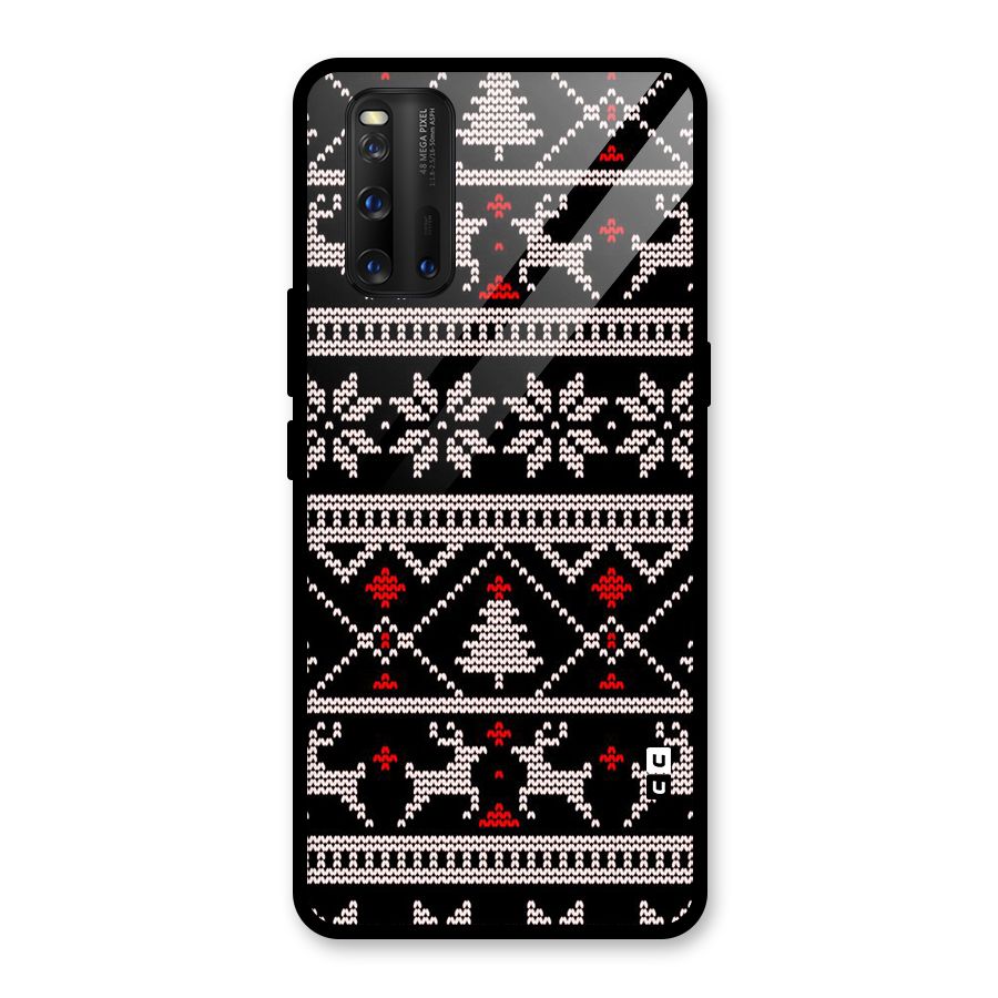 Christmas Seamless Aztec Pattern Glass Back Case for Vivo iQOO 3