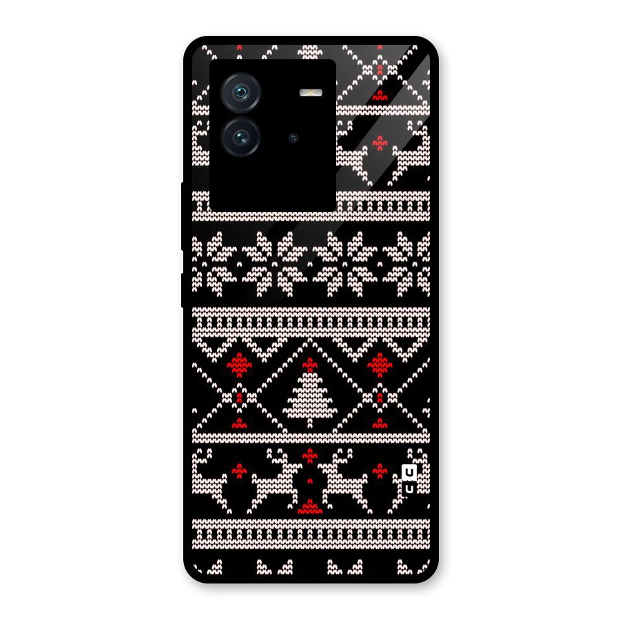 Christmas Seamless Aztec Pattern Glass Back Case for Vivo iQOO Neo 6 5G