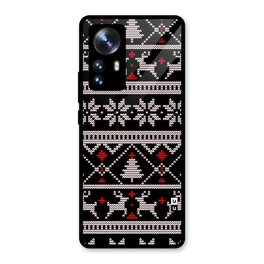 Christmas Seamless Aztec Pattern Glass Back Case for Xiaomi 12 Pro