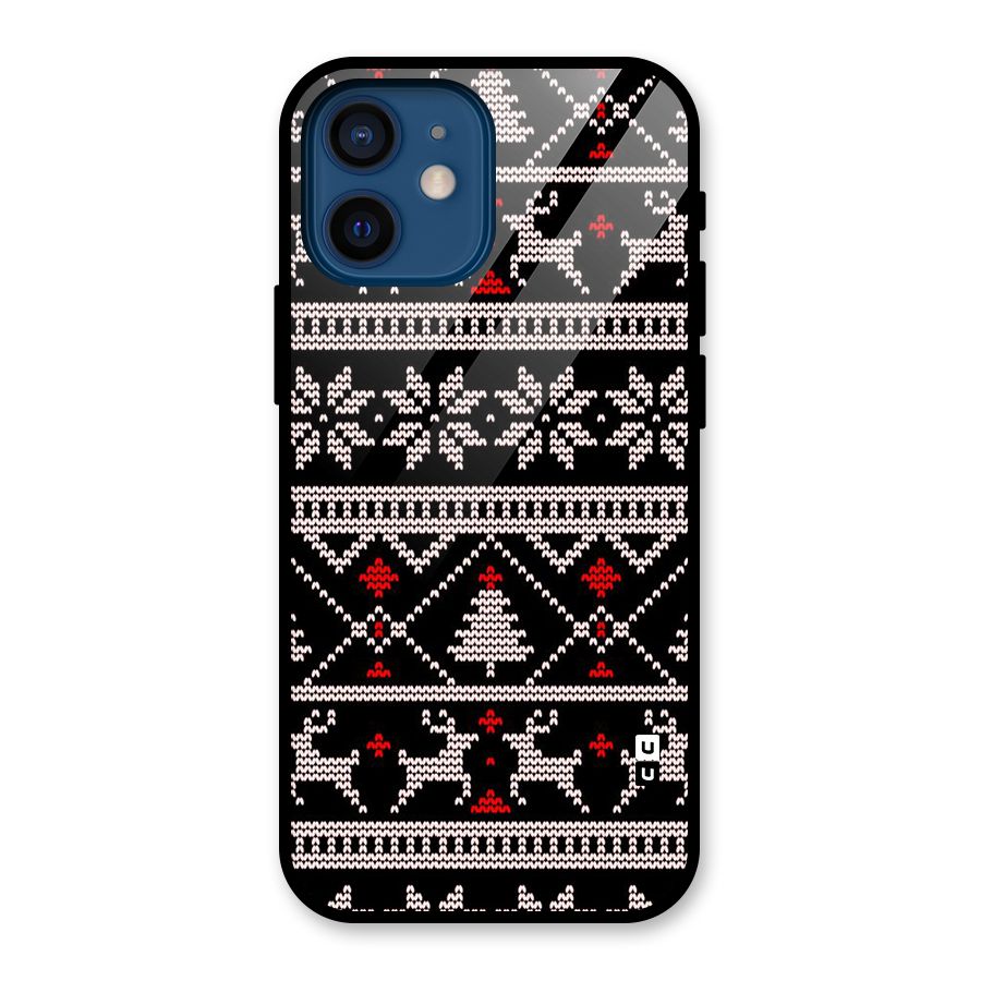 Christmas Seamless Aztec Pattern Glass Back Case for iPhone 12 Mini