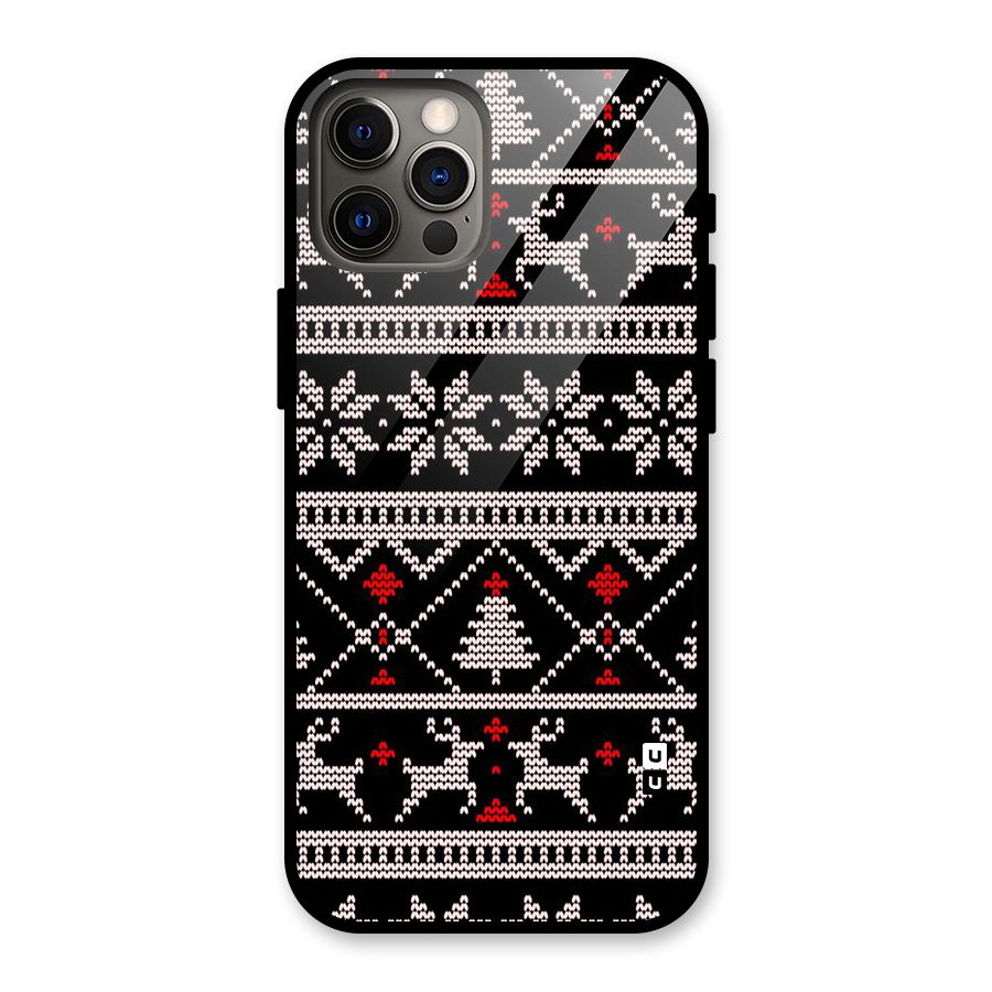 Christmas Seamless Aztec Pattern Glass Back Case for iPhone 12 Pro