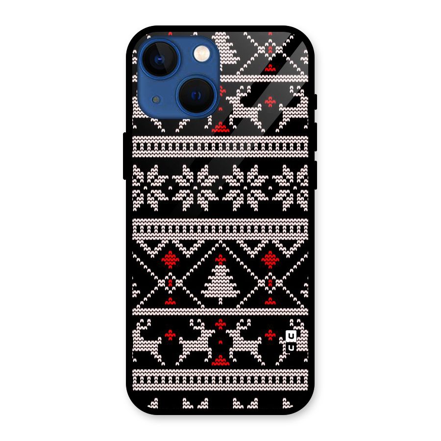 Christmas Seamless Aztec Pattern Glass Back Case for iPhone 13 Mini