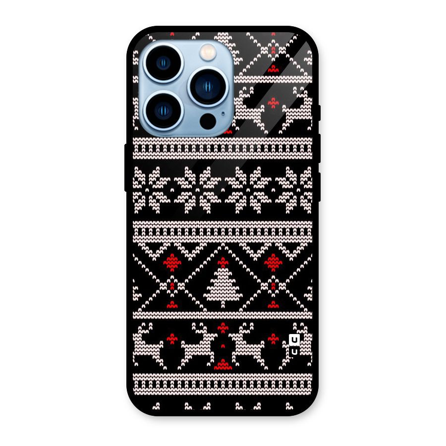 Christmas Seamless Aztec Pattern Glass Back Case for iPhone 13 Pro