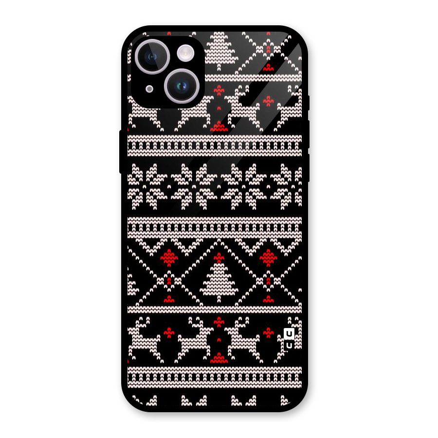 Christmas Seamless Aztec Pattern Glass Back Case for iPhone 14 Plus
