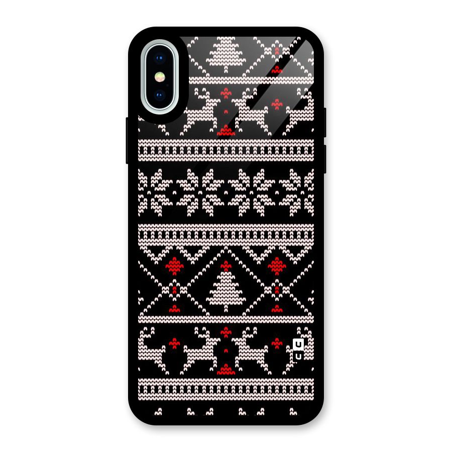 Christmas Seamless Aztec Pattern Glass Back Case for iPhone X