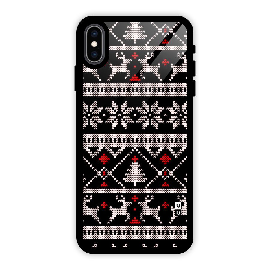 Christmas Seamless Aztec Pattern Glass Back Case for iPhone XS Max