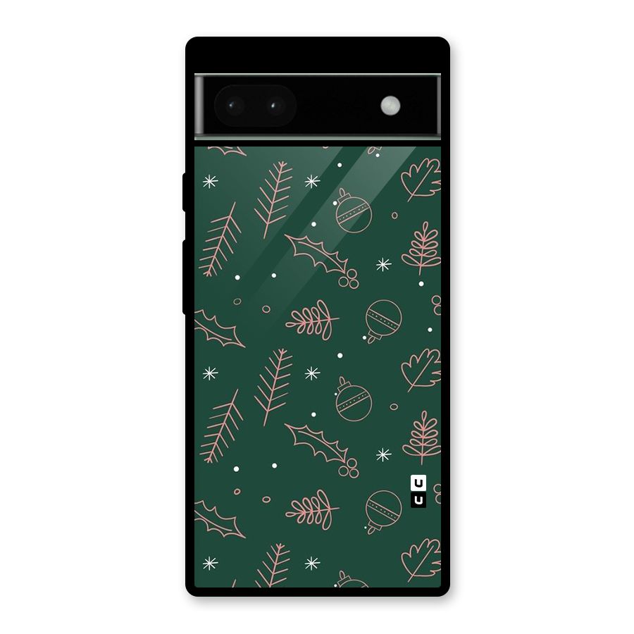 Christmas Season Leaves Glass Back Case for Google Pixel 6a
