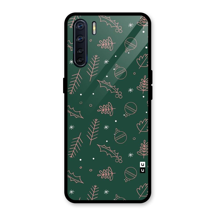 Christmas Season Leaves Glass Back Case for Oppo F15