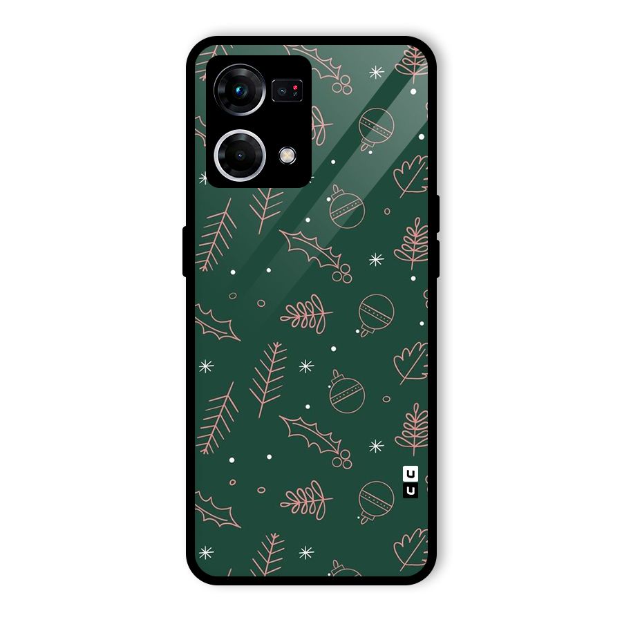 Christmas Season Leaves Glass Back Case for Oppo F21s Pro 4G