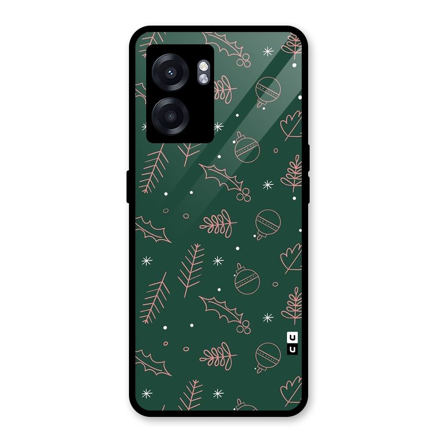 Christmas Season Leaves Glass Back Case for Realme Narzo 50 5G
