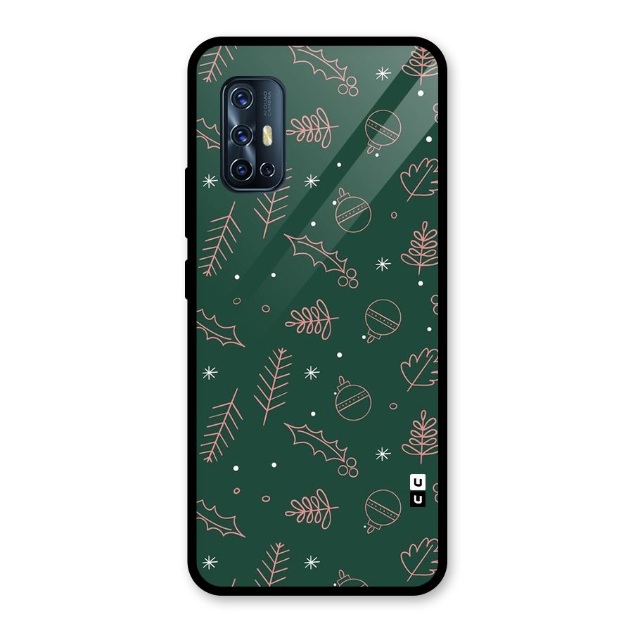 Christmas Season Leaves Glass Back Case for Vivo V17