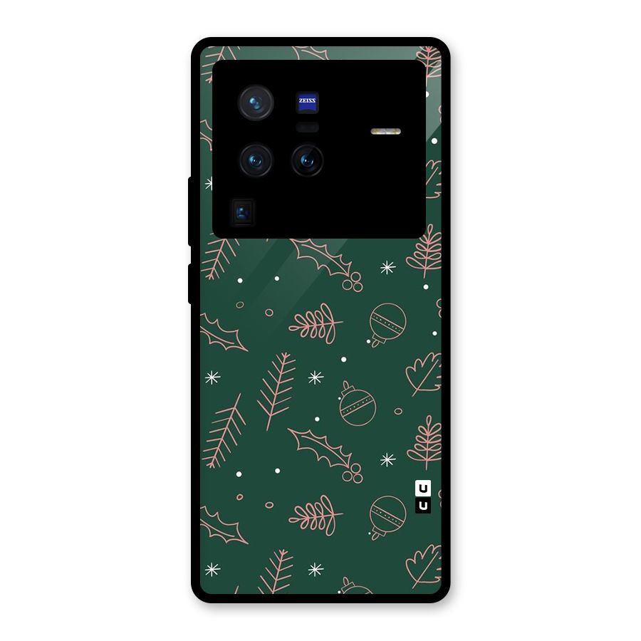 Christmas Season Leaves Glass Back Case for Vivo X80 Pro