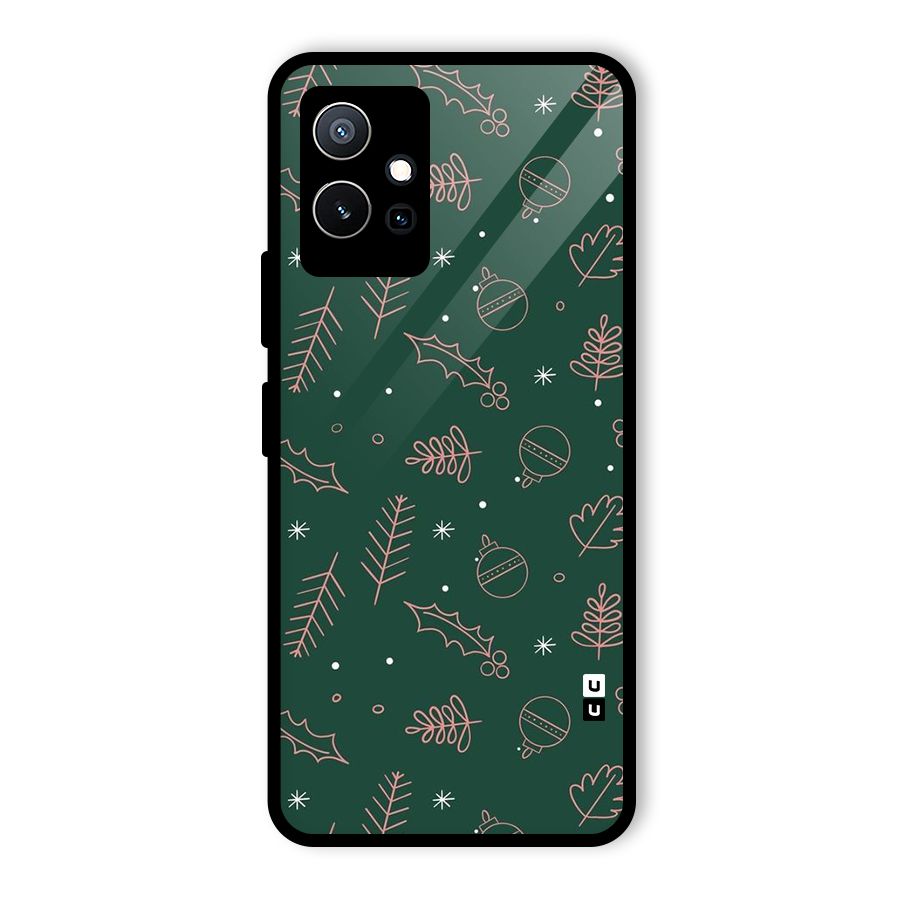 Christmas Season Leaves Glass Back Case for Vivo Y75 5G