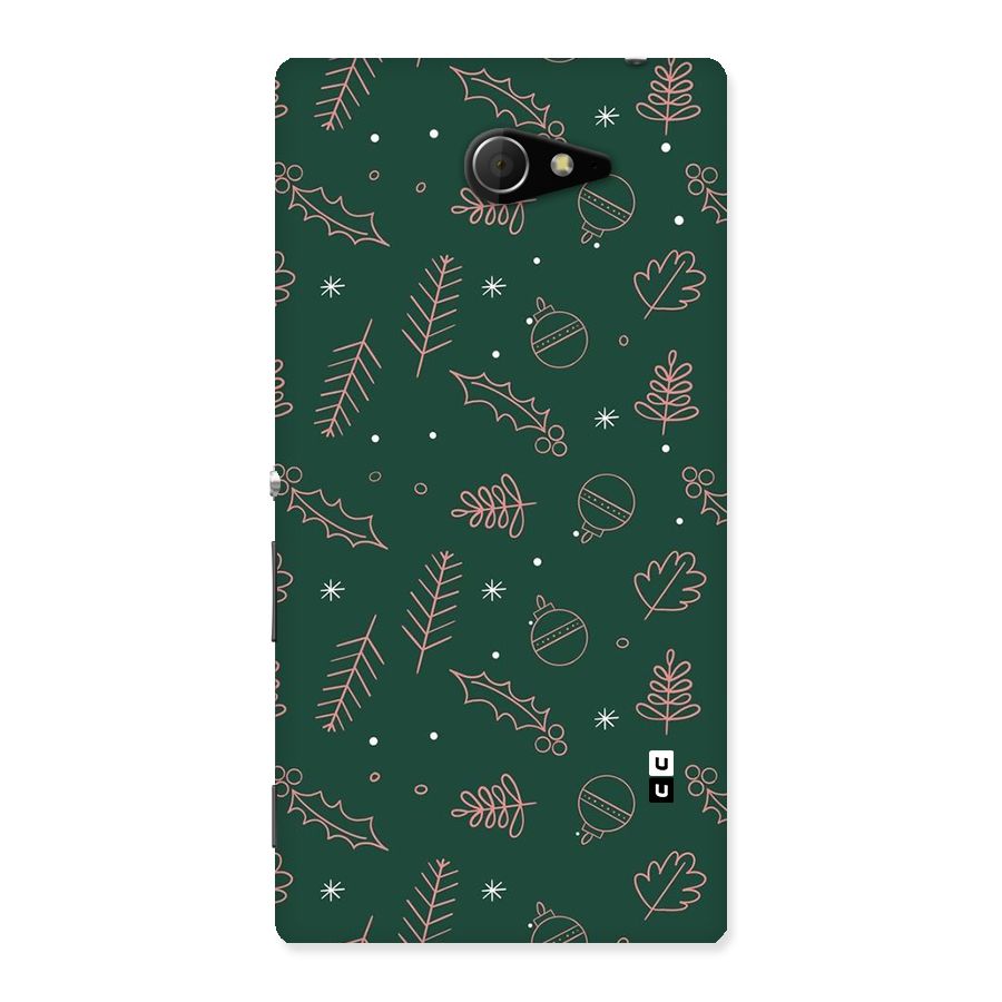 Christmas Vibes Leaves Back Case for Xperia M2