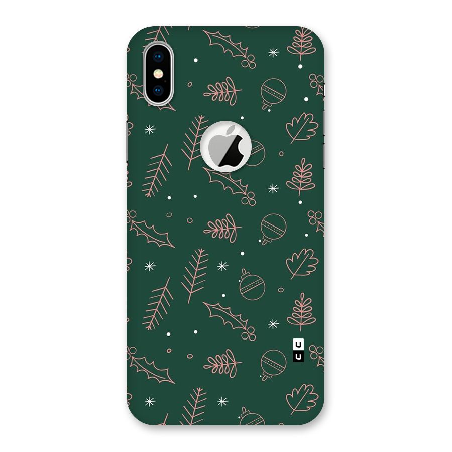 Christmas Vibes Leaves Back Case for iPhone X Logo Cut
