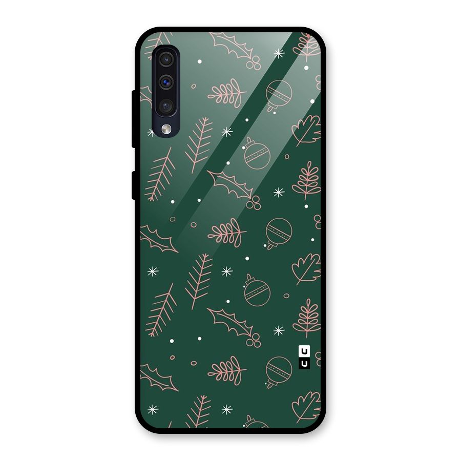 Christmas Vibes Leaves Glass Back Case for Galaxy A50s