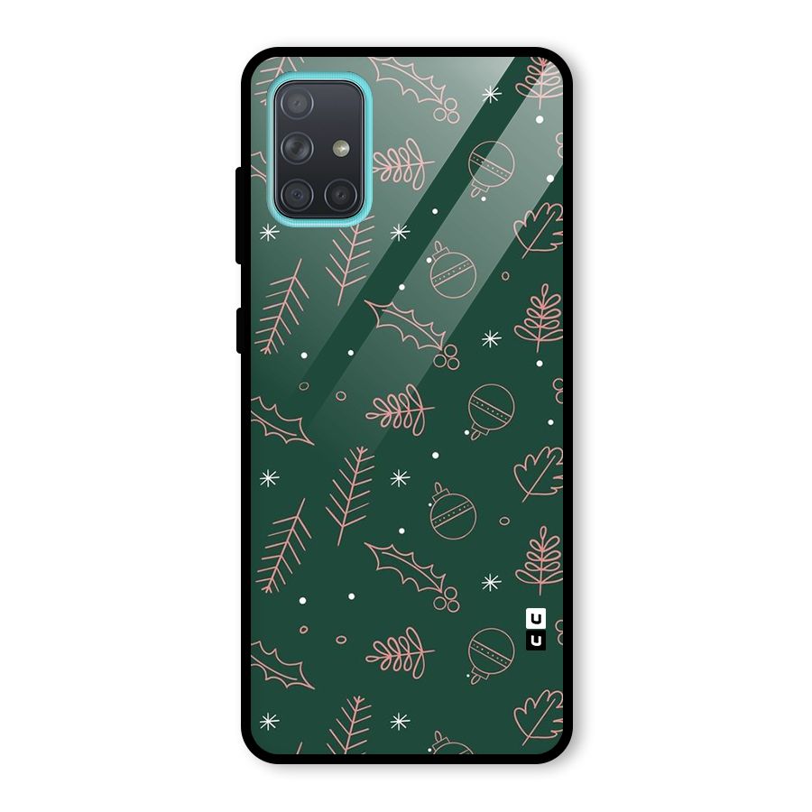 Christmas Vibes Leaves Glass Back Case for Galaxy A71