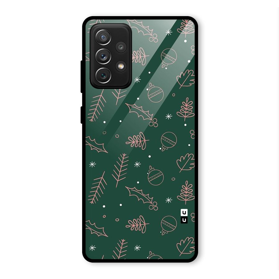 Christmas Vibes Leaves Glass Back Case for Galaxy A72