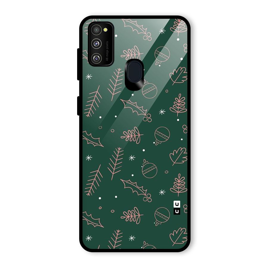 Christmas Vibes Leaves Glass Back Case for Galaxy M30s