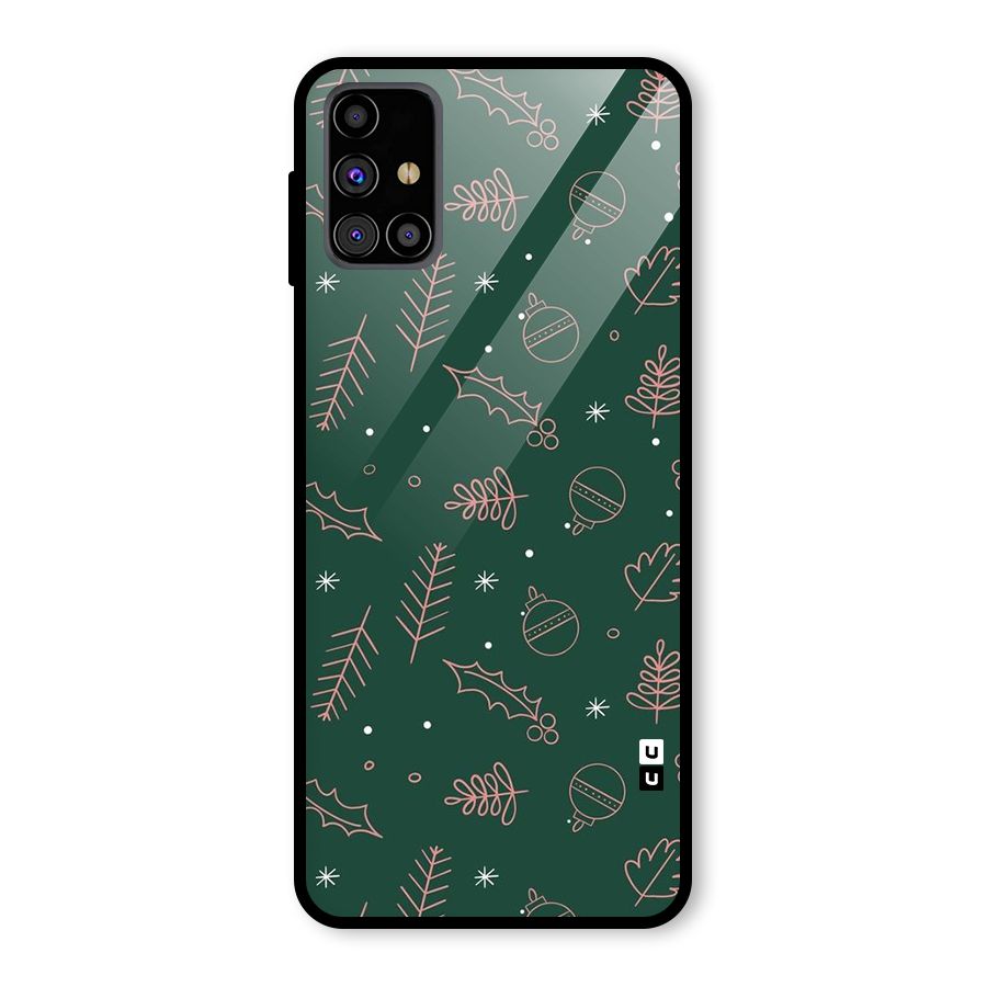 Christmas Vibes Leaves Glass Back Case for Galaxy M31s