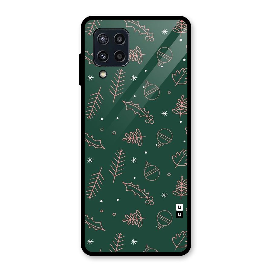 Christmas Vibes Leaves Glass Back Case for Galaxy M32