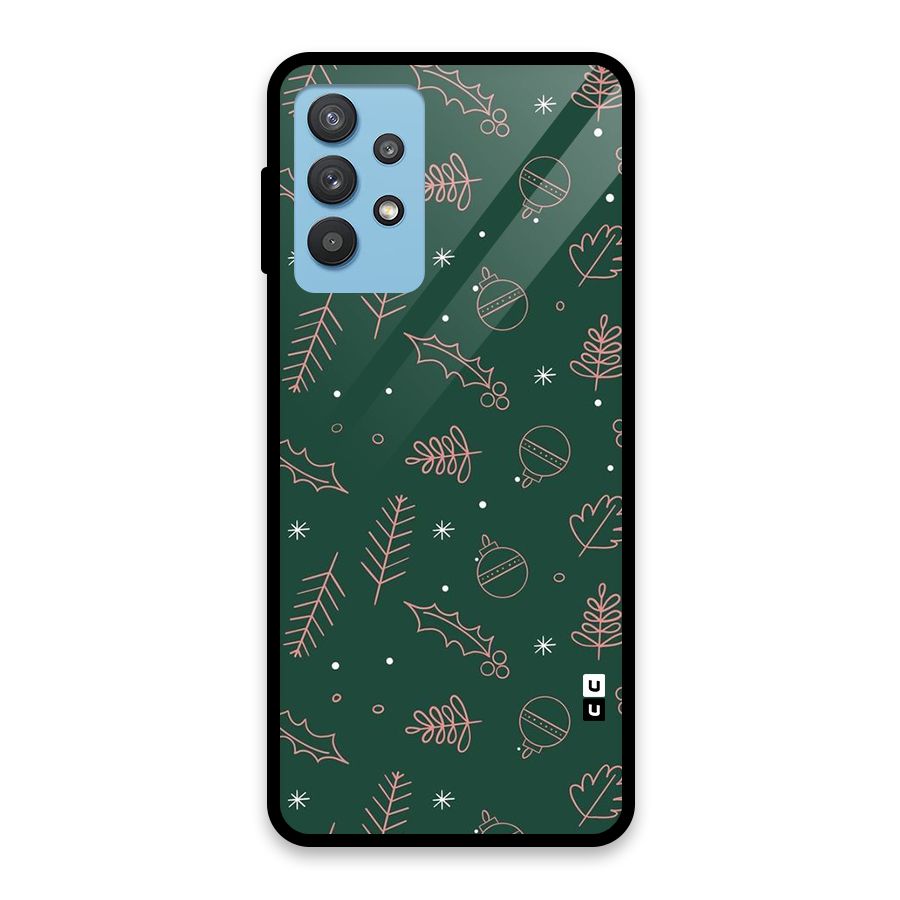 Christmas Vibes Leaves Glass Back Case for Galaxy M32 5G