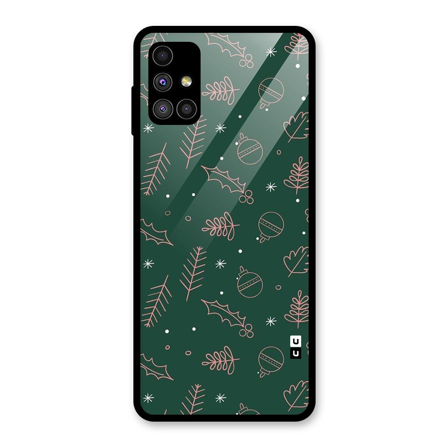 Christmas Vibes Leaves Glass Back Case for Galaxy M51