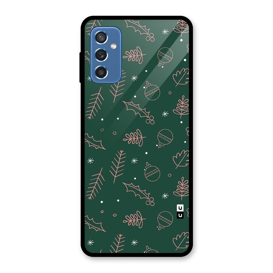 Christmas Vibes Leaves Glass Back Case for Galaxy M52 5G