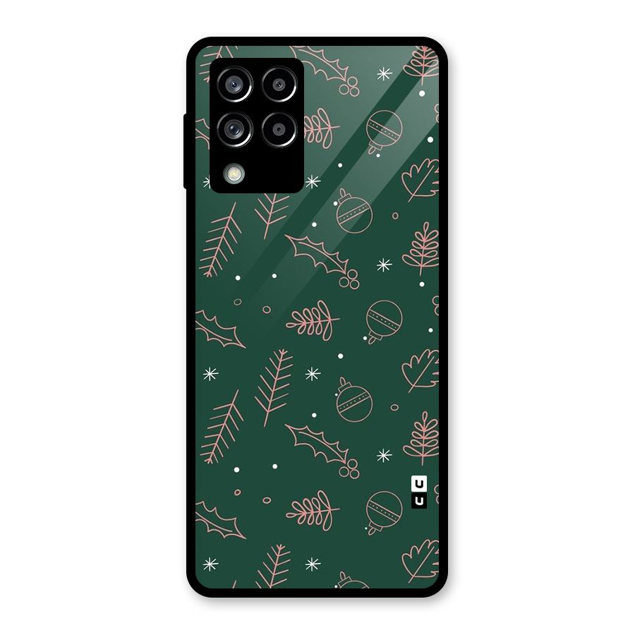 Christmas Vibes Leaves Glass Back Case for Galaxy M53 5G