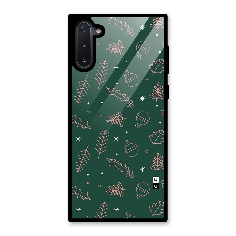 Christmas Vibes Leaves Glass Back Case for Galaxy Note 10