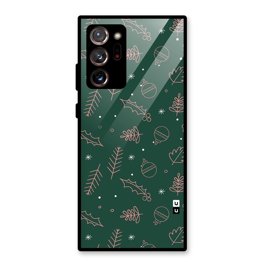 Christmas Vibes Leaves Glass Back Case for Galaxy Note 20 Ultra