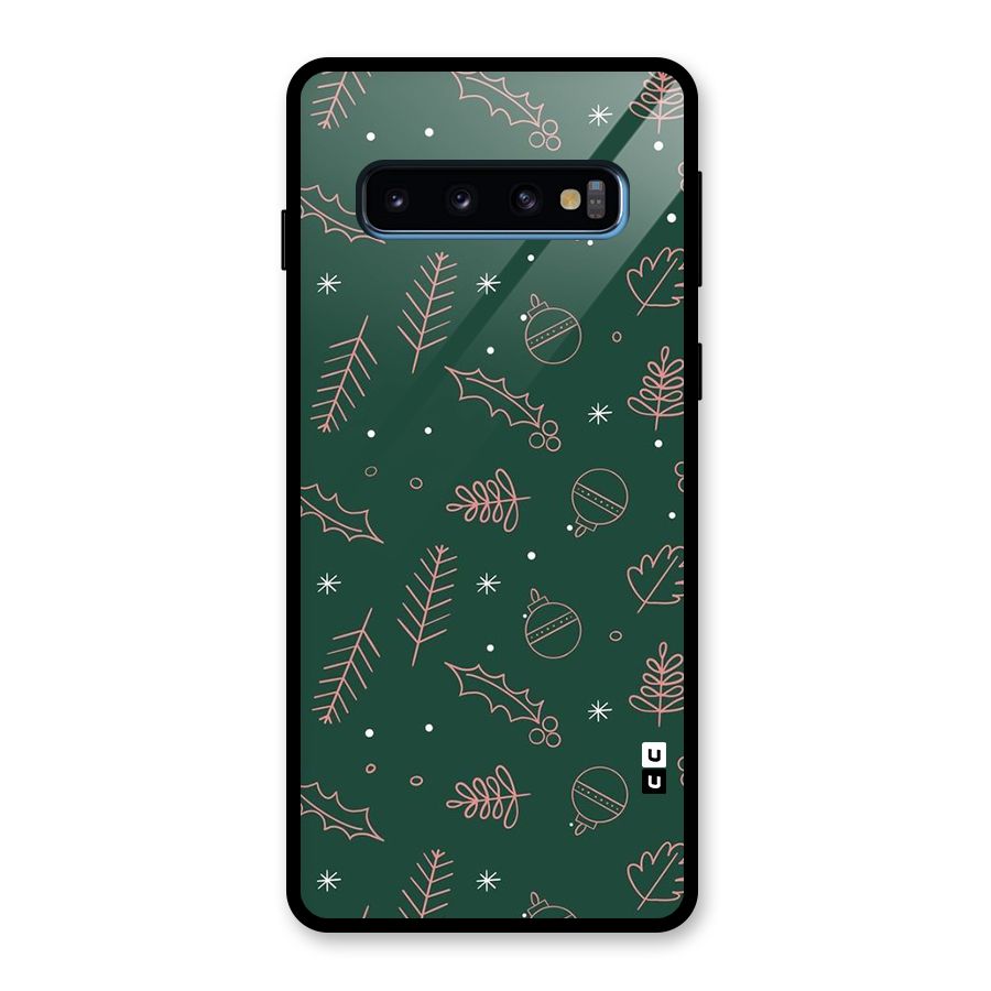 Christmas Vibes Leaves Glass Back Case for Galaxy S10