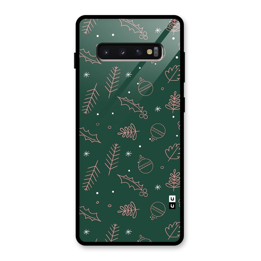 Christmas Vibes Leaves Glass Back Case for Galaxy S10 Plus