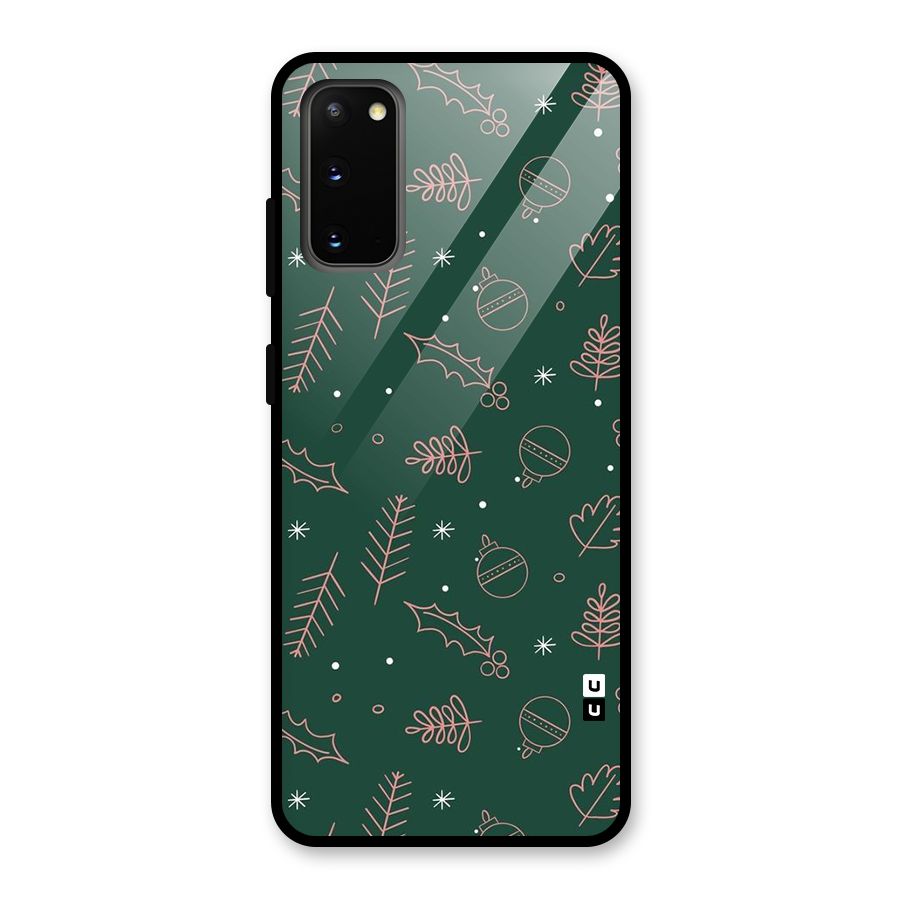 Christmas Vibes Leaves Glass Back Case for Galaxy S20