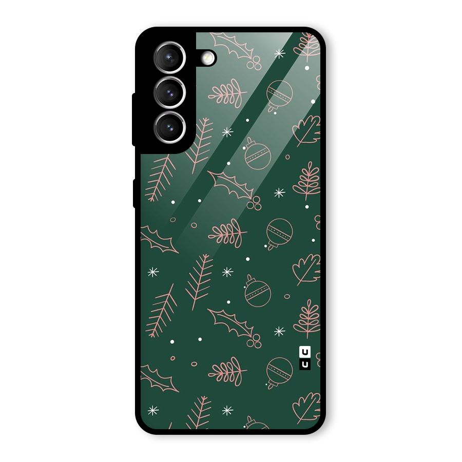 Christmas Vibes Leaves Glass Back Case for Galaxy S21 5G