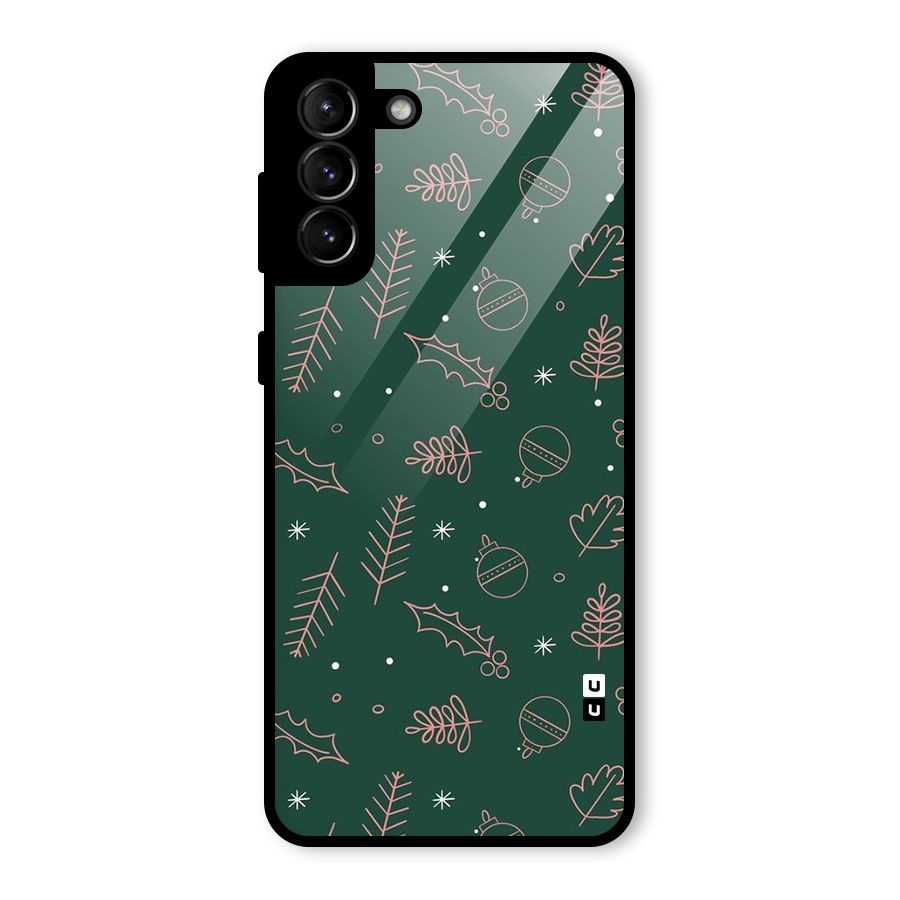 Christmas Vibes Leaves Glass Back Case for Galaxy S21 Plus