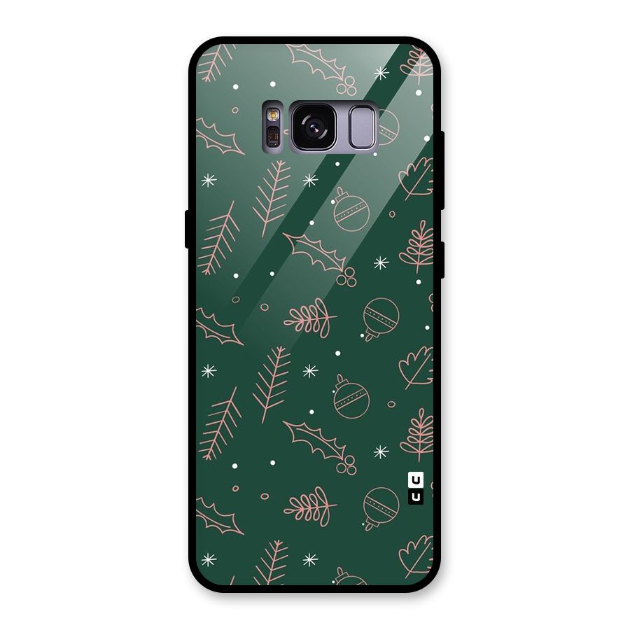Christmas Vibes Leaves Glass Back Case for Galaxy S8