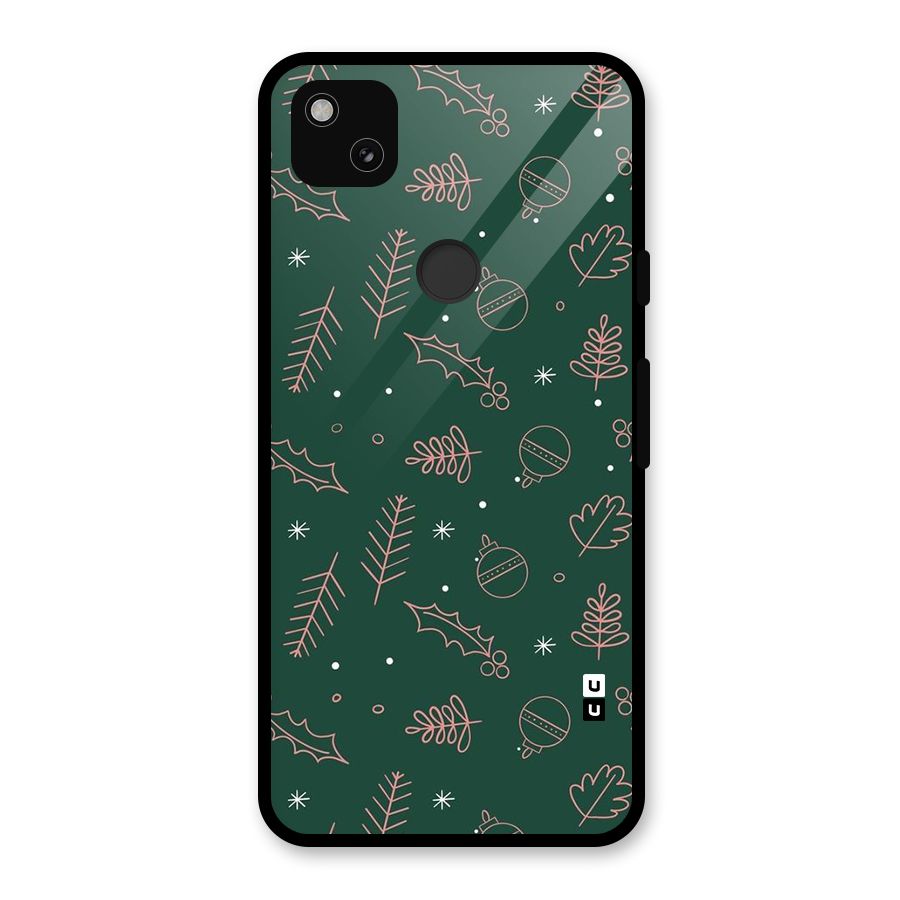 Christmas Vibes Leaves Glass Back Case for Google Pixel 4a