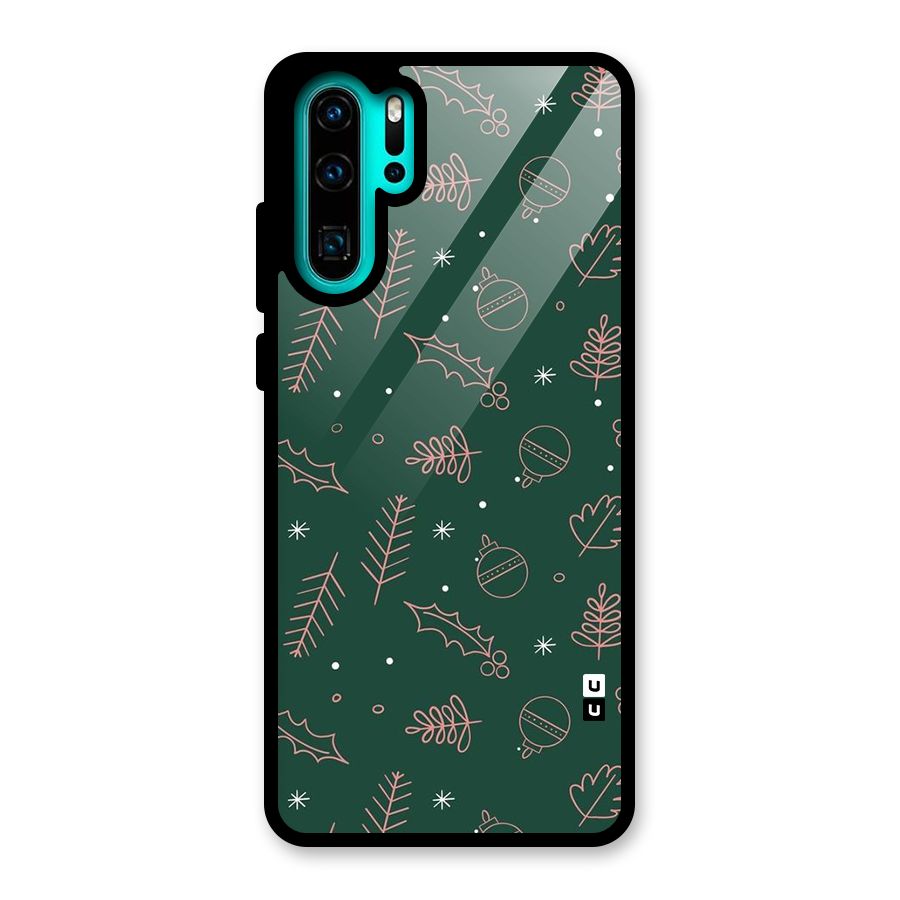 Christmas Vibes Leaves Glass Back Case for Huawei P30 Pro