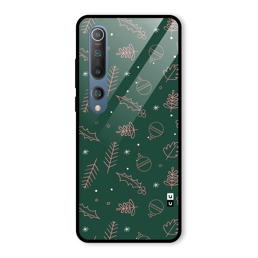 Christmas Vibes Leaves Glass Back Case for Mi 10