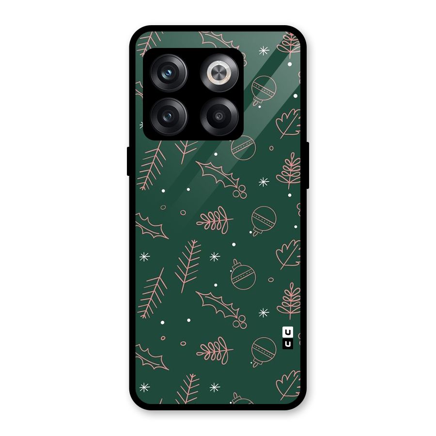 Christmas Vibes Leaves Glass Back Case for OnePlus 10T